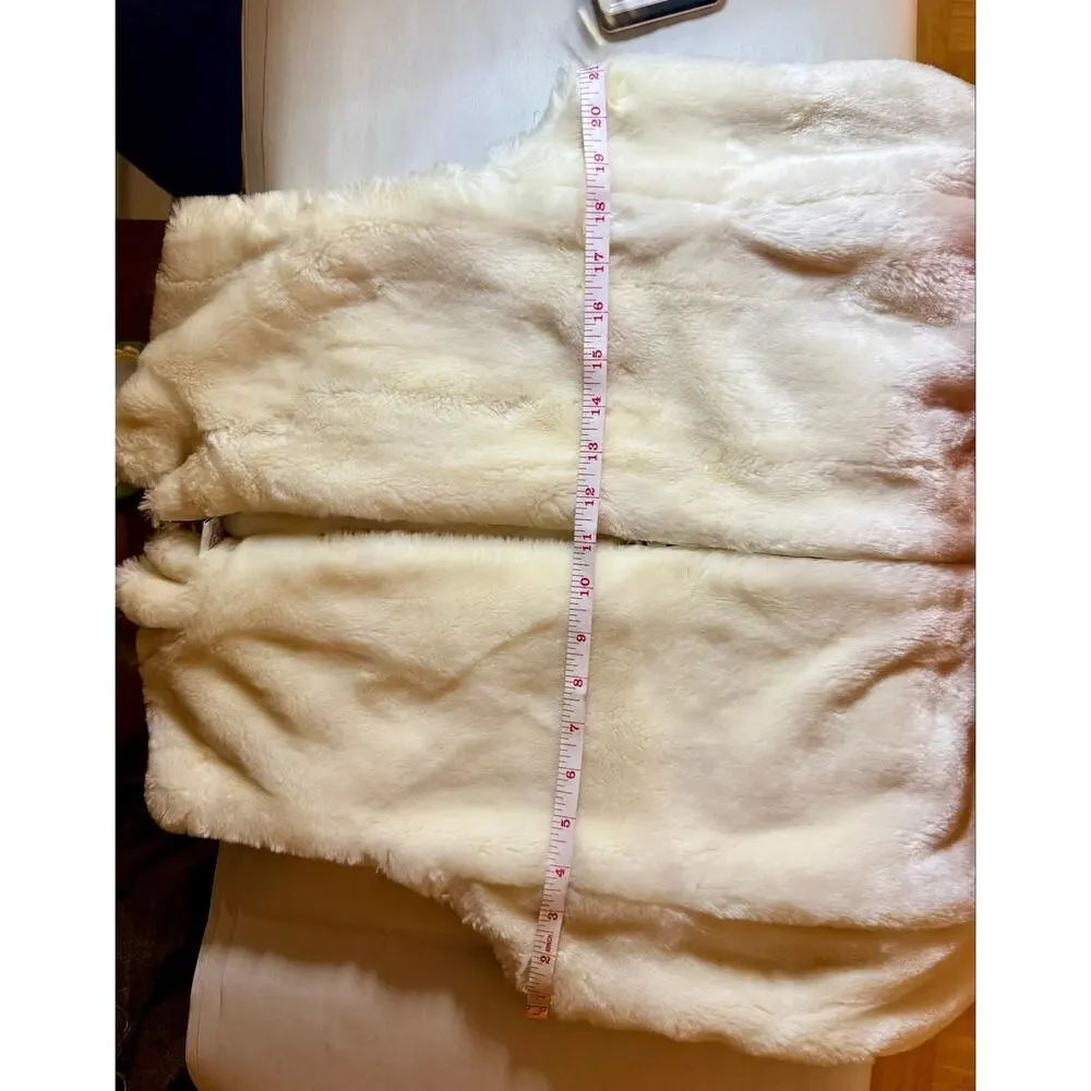 Ann Taylor LOFT Ivory Faux Fur Zip Vest Large